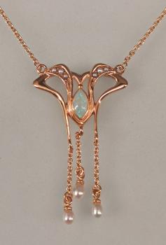 rotvergoldetes Collier Opal Perlen