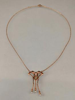 rotvergoldetes Collier Opal Perlen
