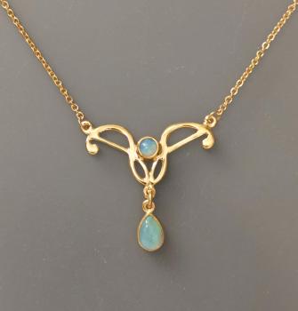Collier gelbvergoldet mit Opal