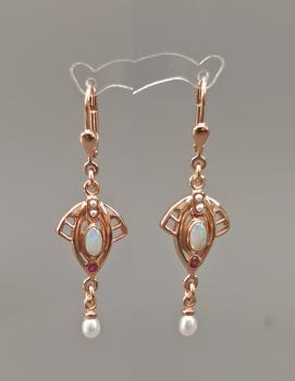 rotvergoldete Ohrringe Opal Perle