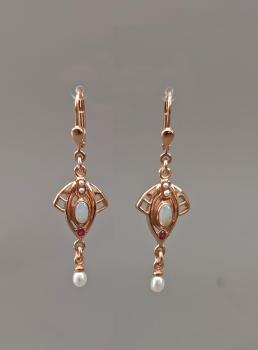 rotvergoldete Ohrringe Opal Perle