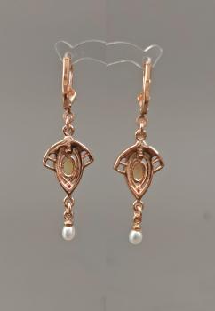 rotvergoldete Ohrringe Opal Perle