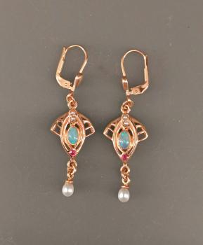 rotvergoldete Ohrringe Opal Perle
