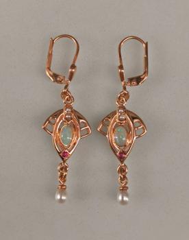 rotvergoldete Ohrringe Opal Perle