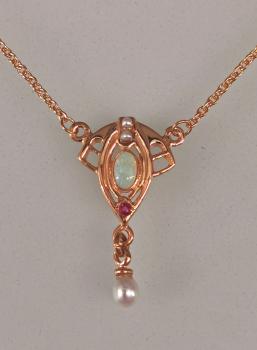 rotvergoldetes Collier Opal Rubin Perlen