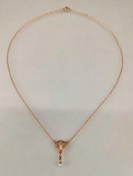 rotvergoldetes Collier Opal Rubin Perlen