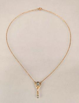 Silber vergoldet Collier mit Blautopas