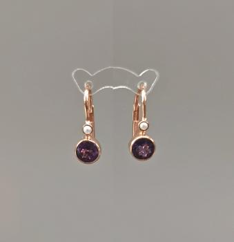 rotvergoldet Ohrringe Amethyst Perle