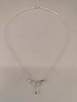 Silber Collier Blautopas Perlchen