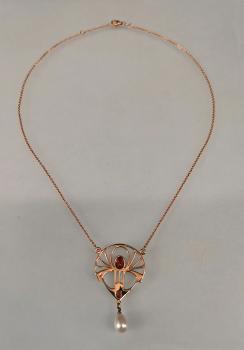 Collier rotvergoldet Granat Perlen