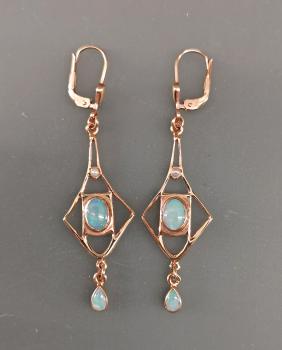 rovergoldete Ohrringe mit Opalen Jugendstil