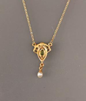 Collier Peridot Rubin Perle