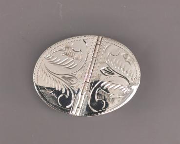 Pillendose oval graviert Doppelfach
