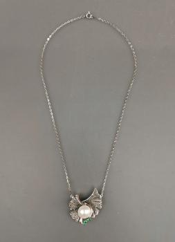 Smaragd Perlen Collier mit Markasiten