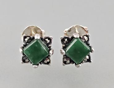 Grüne Jade Ohrringe Markasiten