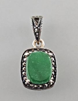 Grüne Jade Anhänger Markasiten 1,2x2,5cm