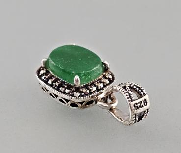 Grüne Jade Anhänger Markasiten 1,2x2,5cm
