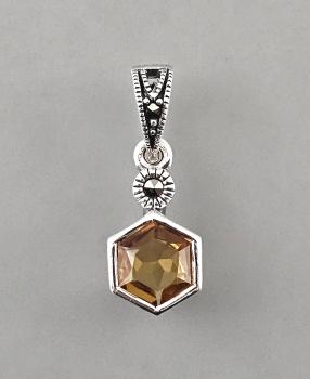 Citrin Anhänger mit Markasiten 0,8x2,5cm