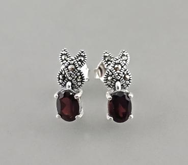 Granat Ohrringe mit Markasiten