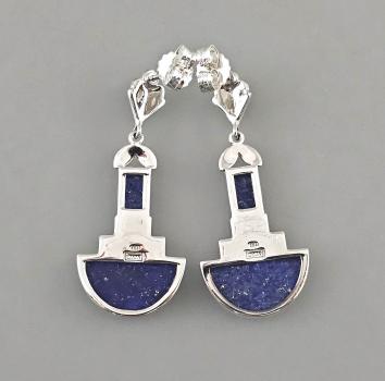 Lapislazuli Ohrringe Art déco mit Markasiten