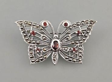 Granat Markasiten Brosche Schmetterling 4,5x3cm