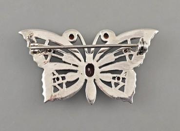 Granat Markasiten Brosche Schmetterling 4,5x3cm