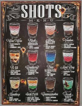 Blechschild Shots Menu