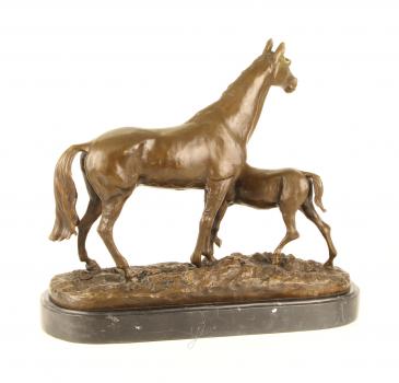 Bronze Skulptur Pferd mit Fohlen