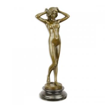 Bronze Skulptur Jugendstil Akt First Shiver