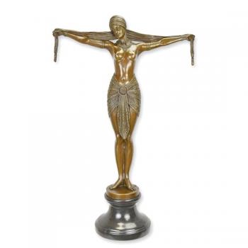 Bronze Skulptur Tänzerin mit Tuch Art déco