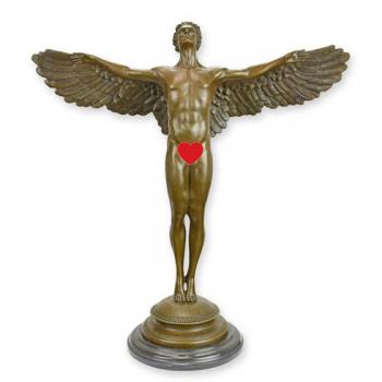 Bronze Skulptur geflügelter Mann "Tag"