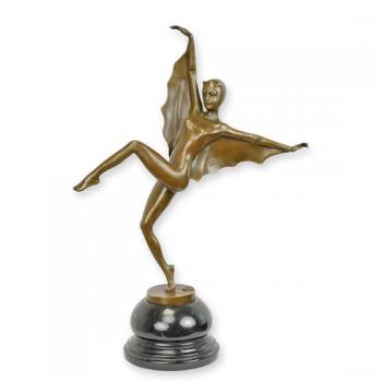 Bronze Skulptur auf Steinsockel Fledermausmädchen