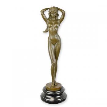 Bronze Skulptur auf Steinsockel Frauenakt
