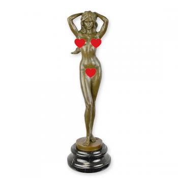 Bronze Skulptur auf Steinsockel Frauenakt