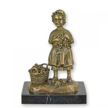 Bronze Skulptur Mädchen mit Traubenkorb