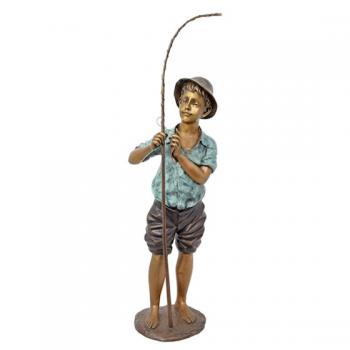 Bronze Skulptur Fischer Junge