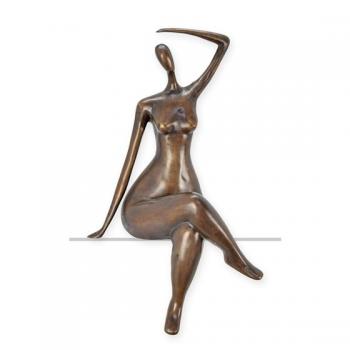 Bronze Skulptur stilisierter Frauenakt sitzend