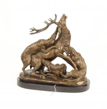 Bronze Skulptur Hirschjagd