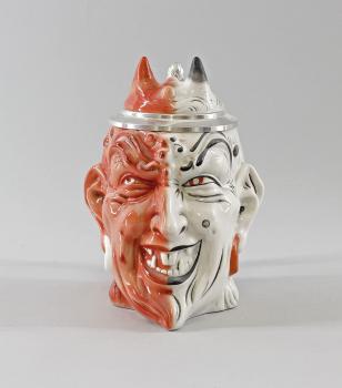Teufel Bierkrug rot / weiß