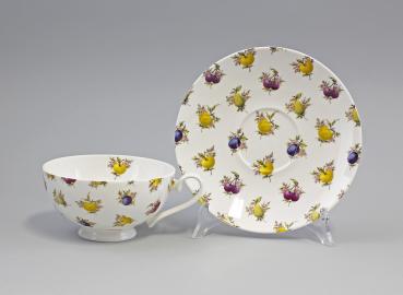 Teetasse m. Untertasse Diamantporzellan Obst