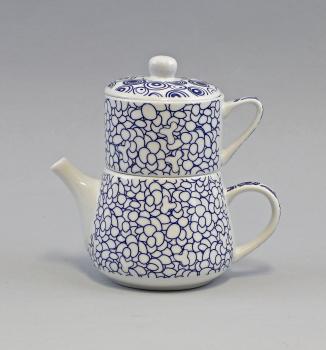 Tea for one-Set "Nippon" Kiesel/Kreise blau