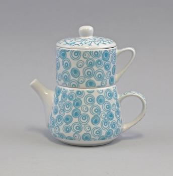 Tea for one-Set  "Nippon"Kreise/Kiesel  türkis