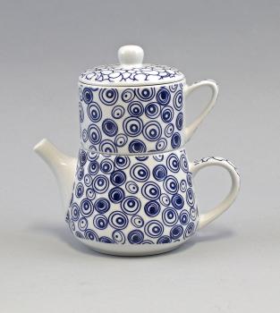 Tea for one-Set  "Nippon"Kreise/Kiesel  blau