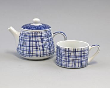Tea for one-Set"Nippon" weiß/blaue Linien/Linien