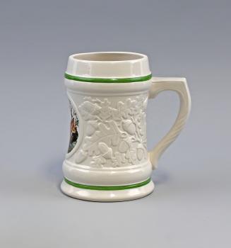 jagdlicher Bierkrug Fuchs weiß