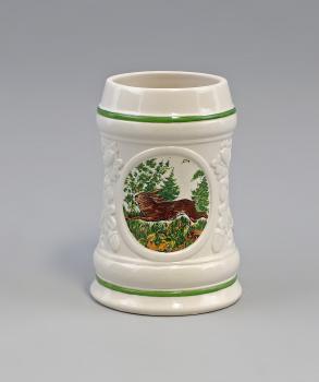 jagdlicher Bierkrug Hase weiß