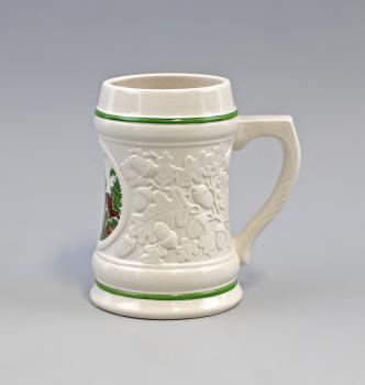 jagdlicher Bierkrug Hase weiß