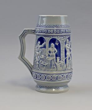 Reliefbierkrug groß blau 1 Liter