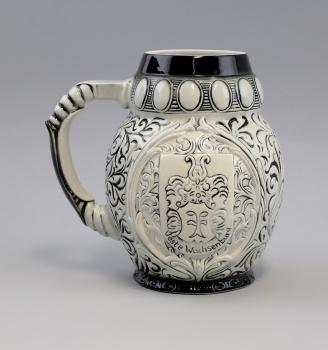Bierkrug Wachsenburg schwarz / weiß 1,5 Liter
