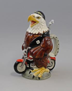 Bierkrug Adler mit Motorrad
